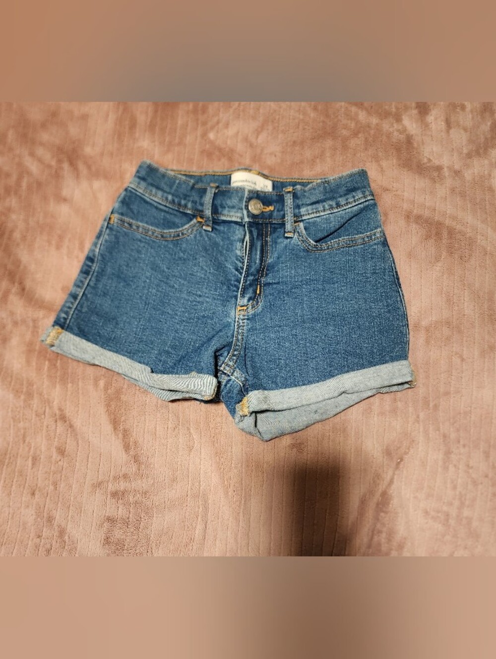 Abercrombie Kids Girls Medium Wash High Rise Mini Mom Denim Shorts Sz 7/8
